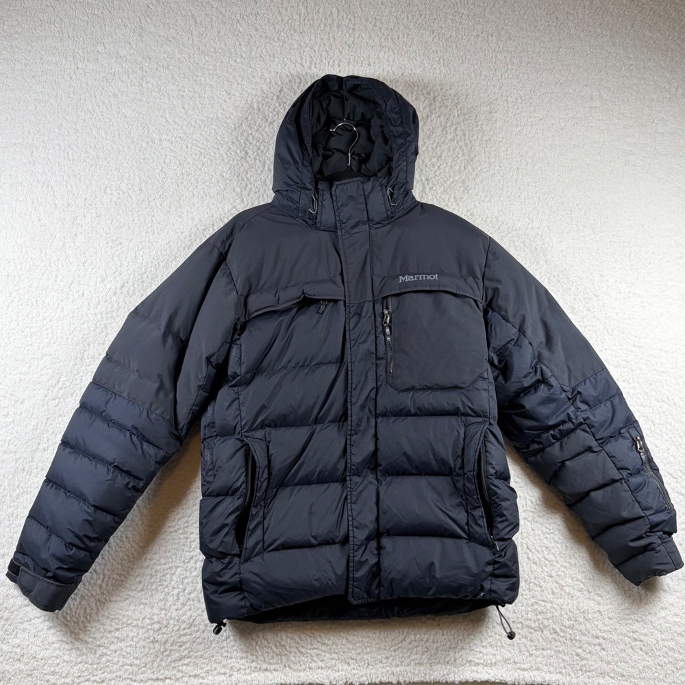 Marmot Shadow Down Jacket Mens M Black Waterproof Hooded Ski Snowboard Puffer